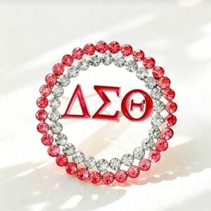 Chic Delta Sorority Red and Silver Crystal Brooch